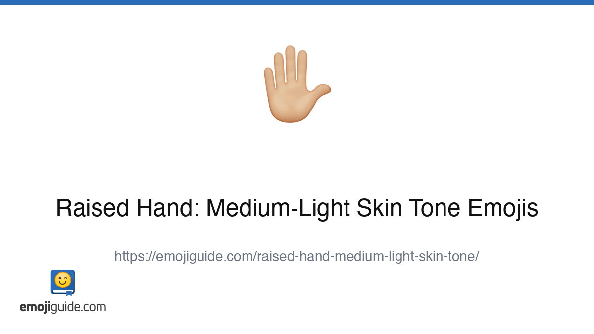 Raised Hand: Medium-Light Skin Tone Emoji 🏼 — Meaning, Copy & Paste ...
