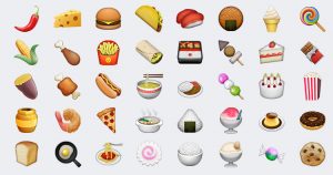 emoji-combinaties, groep emoji' s, emoji ' s voor levensmiddelen, symbolen voor levensmiddelen