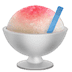 Shaved Ice emoji, bowl of shaved ice, ice in a bowl, shaved ice with cherry syrup and blue straw