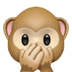 Tre scimmie sagge emoji serie, Speak-No-Evil Scimmia emoji, versione Apple del Speak-No-Evil Scimmia emoji
