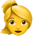 Woman : Blond Hair emoji, Apple version of the Woman : Blond Hair emoji