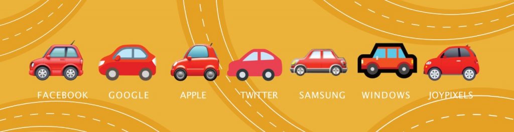 car emoji on different platforms