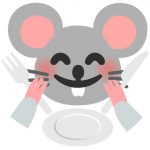 Mouse emoji eating from a plate