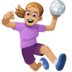 🤾🏼♀️ Femme à la peau lègerement claire jouant au handball Emoji sur la plateforme Facebook 🤾🏼♀️ Femme à la peau lègerement claire jouant au handball Emoji sur la plateforme Facebook